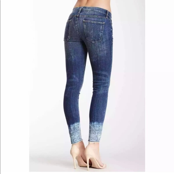 NWT Current/ Elliott The Cut Off Stiletto Jeans Dakota w/Tribal Design 25 - Picture 1 of 9